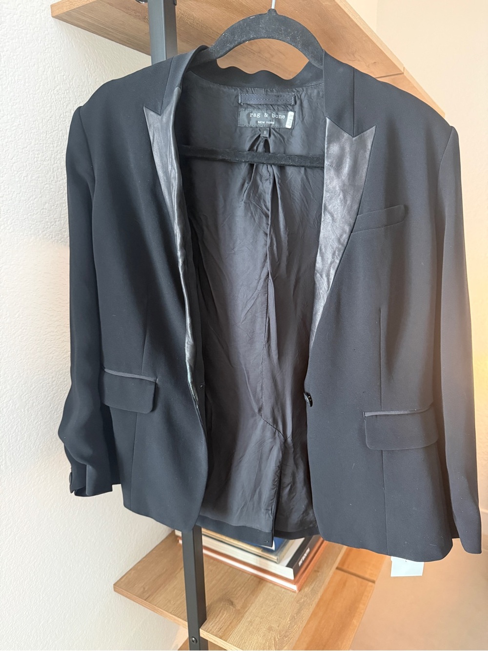 Rag & Bone Black Lamb Leather Lapel Blazer – Size 8